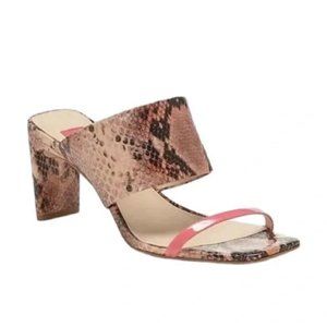 Louise et Cie Lula Sandals Brown Snakeskin Pink Thin Toe Strap Flat Block Heels